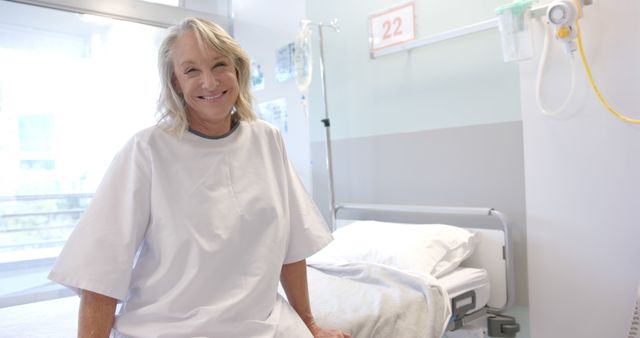 Senior Woman Smiling in Hospital Room - Download Free Stock Images Pikwizard.com