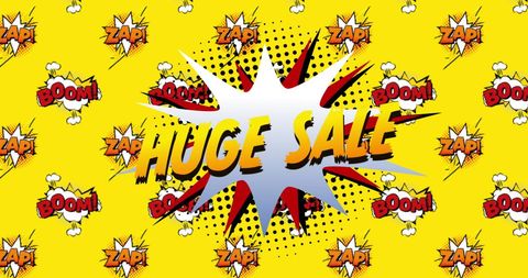 Comic Style Huge Sale Advertisement with Retro Speech Bubbles