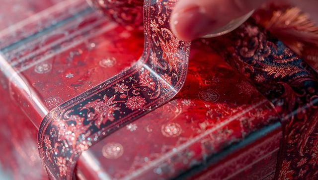 Elegant Red Gift Box with Intricate Ribbon Detail