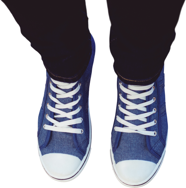 High Angle View Of Person Wearing Blue Canvas Shoes On Transparent Background - Download Free Stock Videos Pikwizard.com