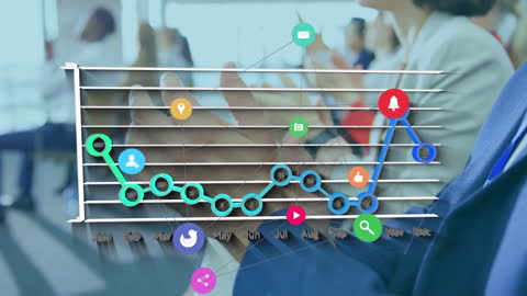Businessperson Interacting with Digital Analytics and Graph overlay