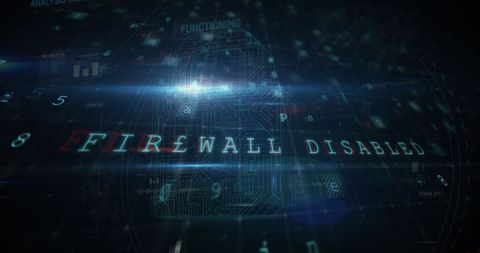 digital security concept with firewall disabled warning - Download Free Stock Images Pikwizard.com