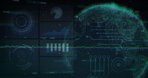 Particle Globe Data Stream Visualizing Global Network Analytics on Futuristic Dashboard