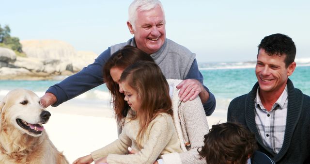 Multi-Generational Family Beach Getaway with Pet Dog - Download Free Stock Images Pikwizard.com