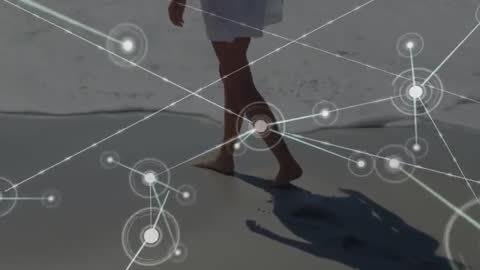 Technological Connectivity Overlaid on Beach Walk
