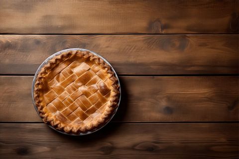 Freshly Baked Pie on Wooden Table