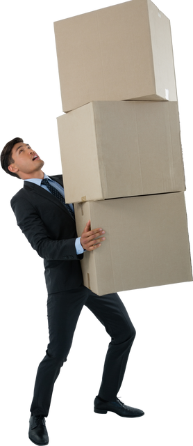 Transparent Businessman Carrying Multiple Cardboard Boxes - Download Free Stock Videos Pikwizard.com