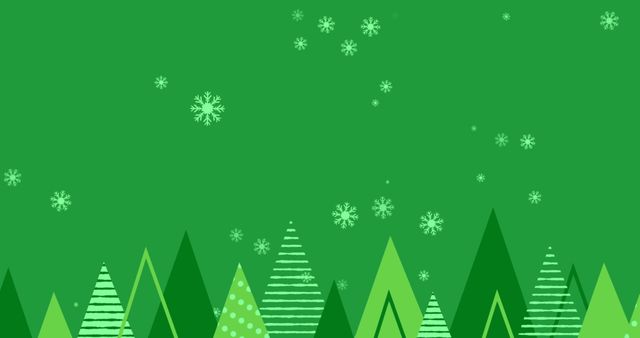 Festive Green Background with Christmas Trees and Snowflakes - Download Free Stock Images Pikwizard.com