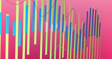 Abstract Multicolored Graphs on Pink Background Illustrating Data Analysis
