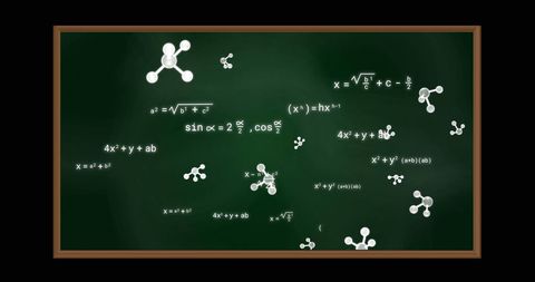 chalkboard with molecules and mathematical equations - Download Free Stock Images Pikwizard.com