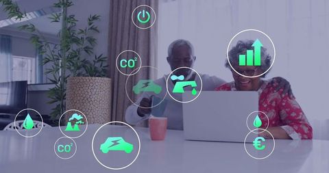 Senior Couple Embracing Technology for Sustainability Insights