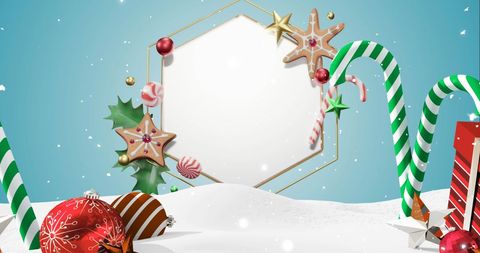 Festive Christmas Decorations with Candy Canes and Snow