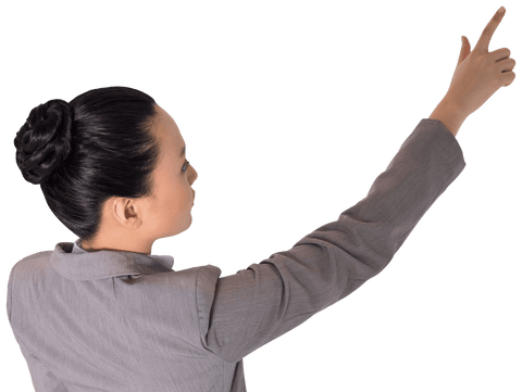 Transparent Businesswoman Pointing in Professional Attire - Download Free Stock Videos Pikwizard.com