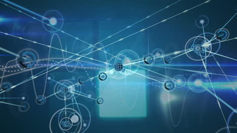 Abstract Digital Interface with Network Connections and Icons