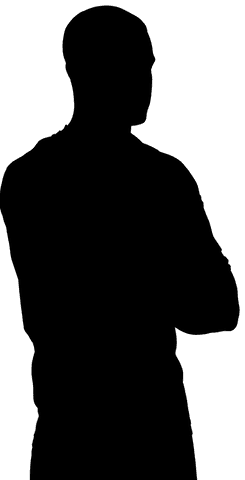 Silhouette of Man in Sport Pose on Transparent Background