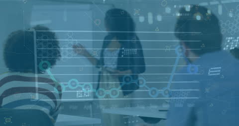 Financial Data Processing Overlaying Business Meeting