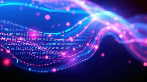 flowing neon binary code in virtual space with glowing waves - Download Free Stock Images Pikwizard.com