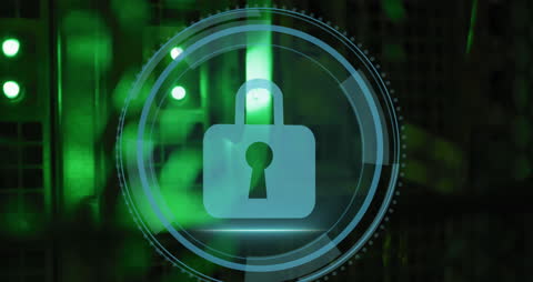 Cyber Security Lock Icon on Digital Interface