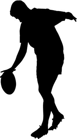 Rugby player holding ball in hand with transparent background