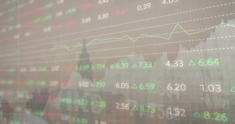 Financial Data Processing Over Cityscape Concept