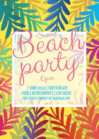 vibrant tropical beach party invitation with summer colors - Download Free Stock Templates Pikwizard.com
