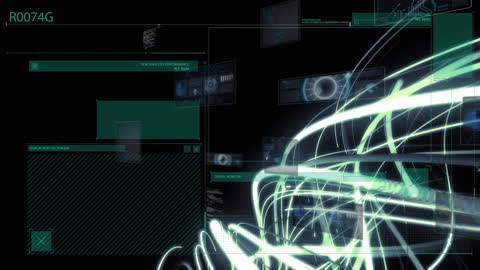 Futuristic Digital Interface with Data Processing Overlay