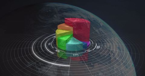 3D Colorful Pie Chart Above Earth Representing Global Business Data - Download Free Stock Images Pikwizard.com