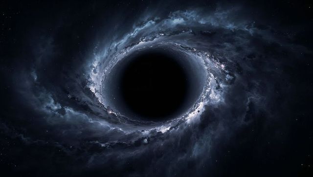 Black Hole With Glowing Accretion Disk in Vast Outer Space