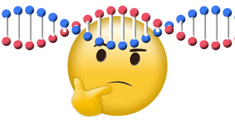 Emoticon Thinking DNA Concept with Digital Interface