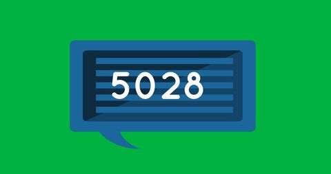 Digital chat box with increasing numbers on green background