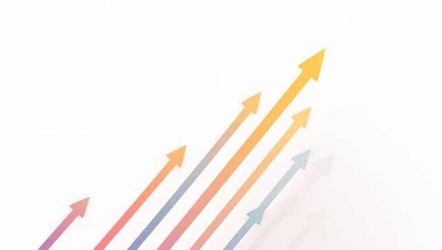 Rising gradient arrows indicating business growth momentum and upward progress