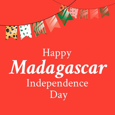 Madagascar Independence Day Celebration with Colorful Buntings on Red - Download Free Stock Templates Pikwizard.com
