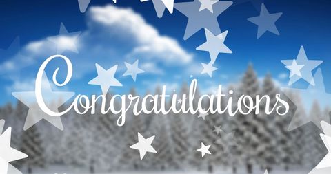 Congratulations Celebration with Stars in Winter Wonderland