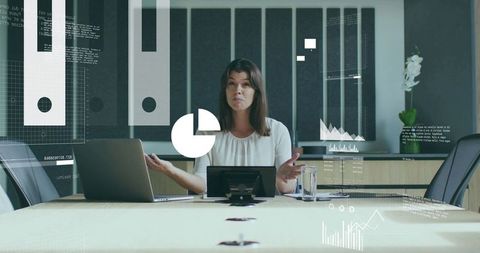 Professional Presenting Data in Modern Conference Room