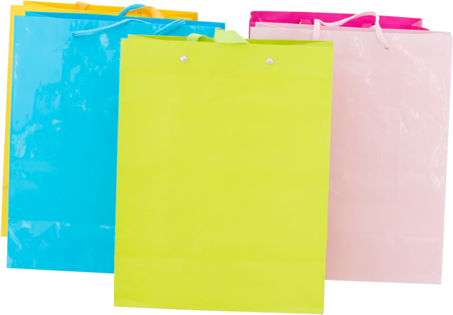 Colourful Gift Bags with String Handles Isolated Transparent Background - Download Free Stock Videos Pikwizard.com