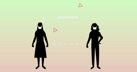 Social Distancing Silhouettes with Stay at Home Message - Download Free Stock Images Pikwizard.com
