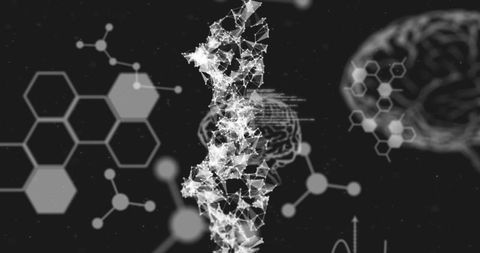 digital dna strand with brain visualization for scientific analysis - Download Free Stock Images Pikwizard.com