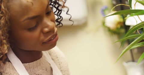 Serene African American Woman Enjoying Nature Moment