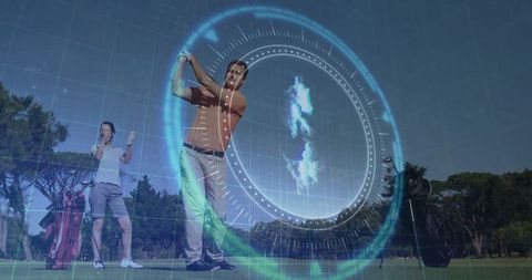 Technologically Enhanced Golfing Experience on Lush Green Fairway