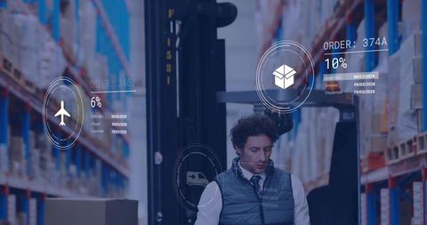 Inspecting forklift with augmented reality overlays for smart warehouse logistics workflow