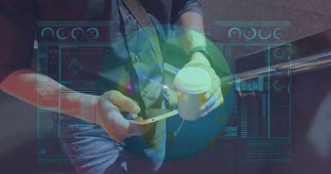 Digital Interface and Smartphone Connection Concept