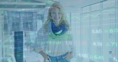 Businesswoman Analyzing Financial Data in Renewable Energy Office