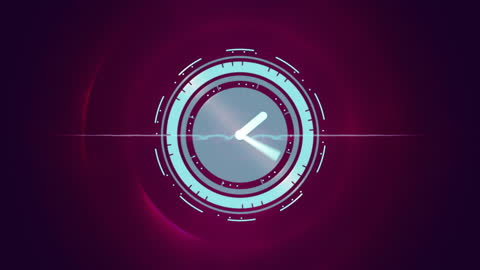 Futuristic Digital Clock with Data Processing Elements