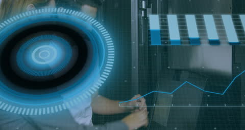 Futuristic Digital Interface with Data Visualization Graphics