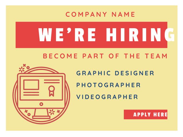 We're Hiring Announcement in Red and Yellow Theme - Download Free Stock Templates Pikwizard.com