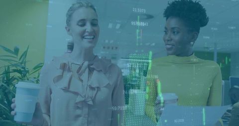 Colleagues energized by first coffee encounter in modern office