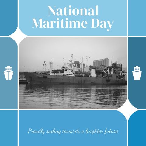 national maritime day celebrated with ship silhouette at sea - Download Free Stock Templates Pikwizard.com