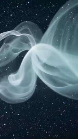 Vertical video of pale cosmic ribbon drifting and expanding across deep starfield