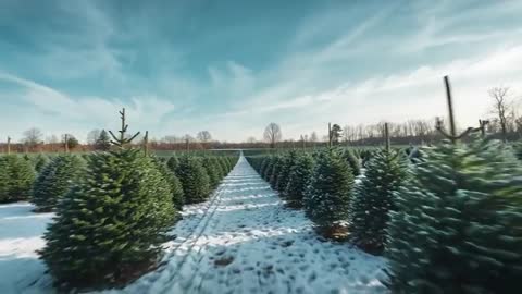 Exploring Winter Christmas Tree Farm with Snowy Atmosphere