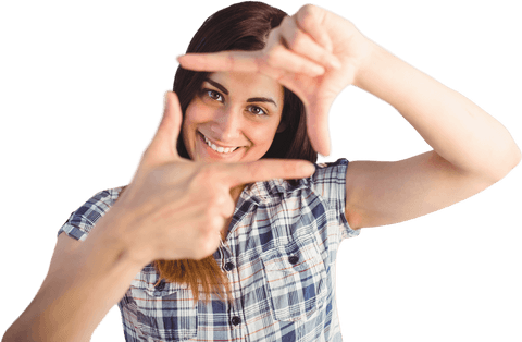 Portrait of Woman Framing Face with Hands Against Transparent Background - Download Free Stock Videos Pikwizard.com